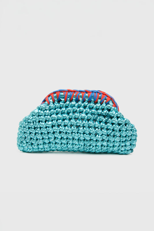 Mini Crochet Clutch, Aqua
