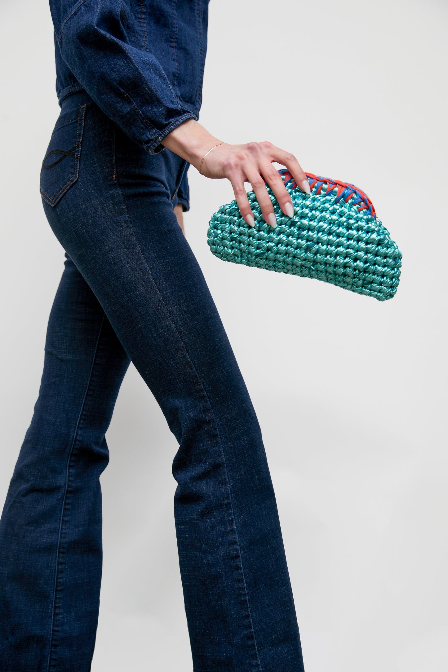 Mini Crochet Clutch, Aqua