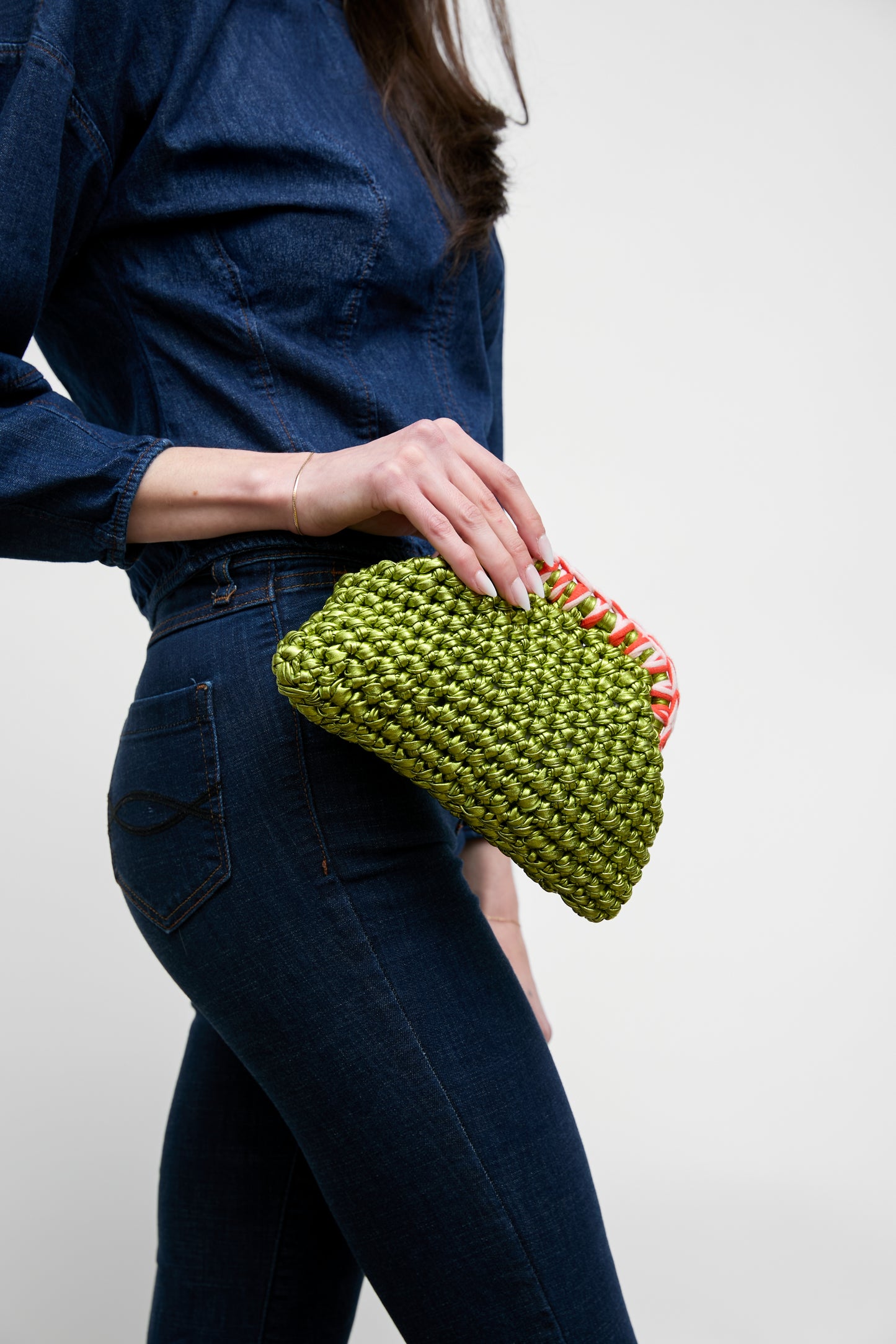 Mini Crochet Clutch, Lime