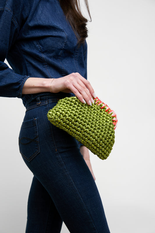 Mini Crochet Clutch, Lime