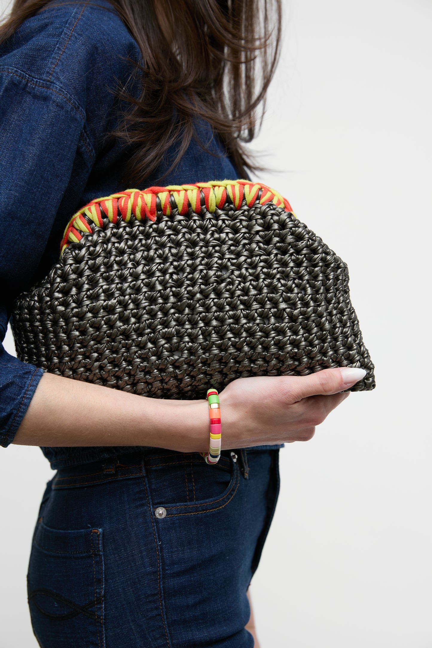 Crochet Clutch, Charcoal