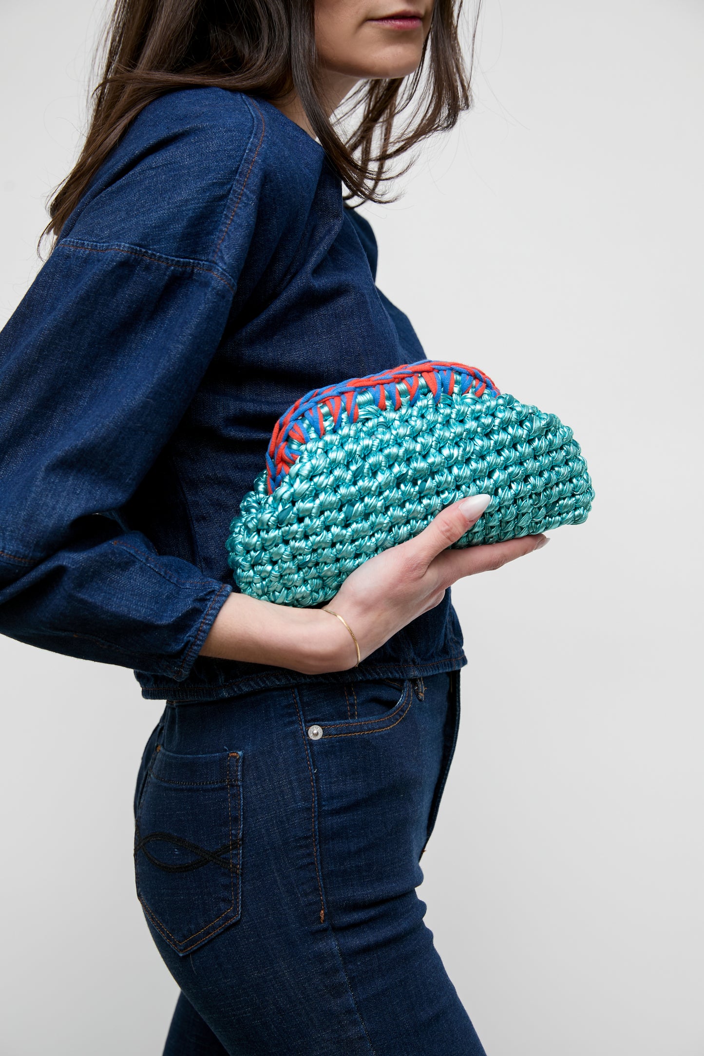 Mini Crochet Clutch, Aqua